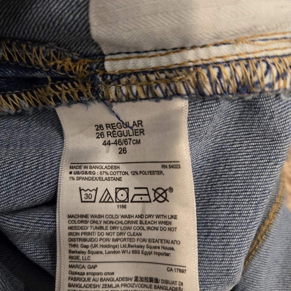 GAP Mid Rise Size 26R Straight Leg Jeans Light Blue Wash With Flex Waist - Picture 4 of 11
